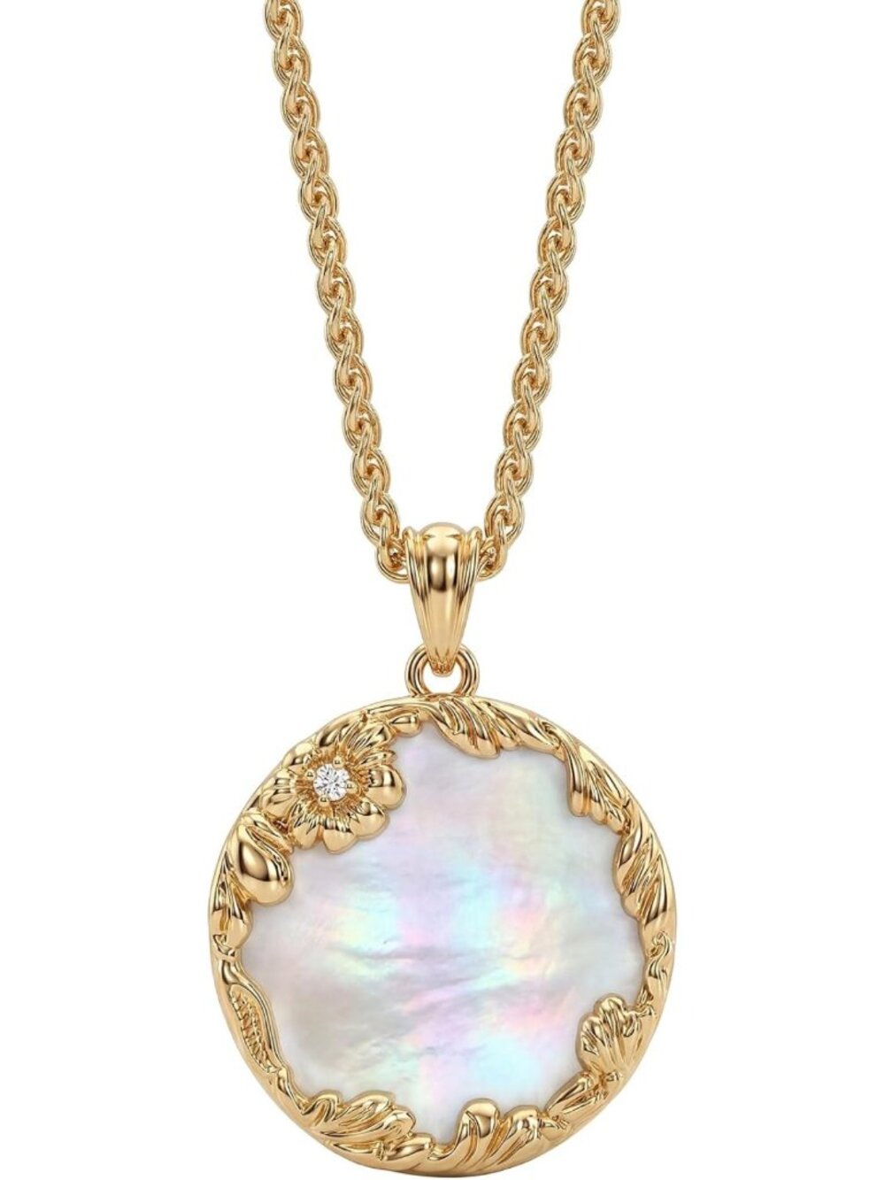 Elegant Mother of Pearl Round Pendant Necklace for Women - Stylish Jewelry